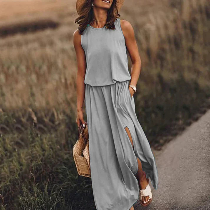 Elegantes Sommerkleid für Damen, als entspanntes Maxikleid oder schickes Freizeitkleid tragbar.