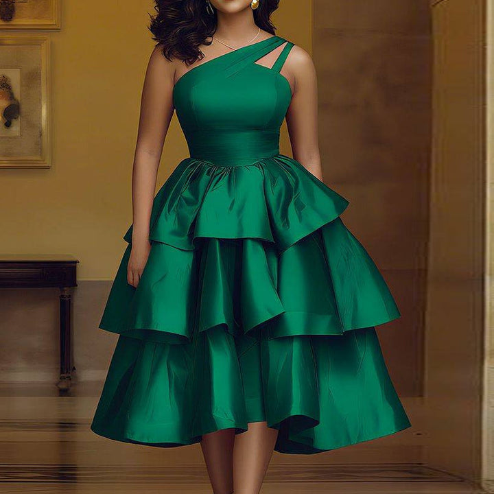 Damen Festliches Wickelkleid mit dramatischen Rüschen, elegant für Abend und besondere Anlässe. Langarm Rüschenkleid.