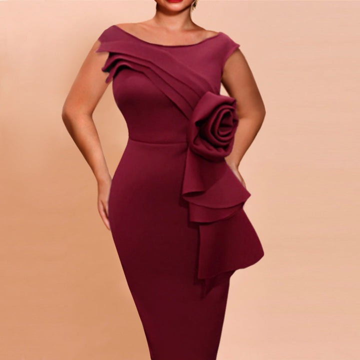Damen figurbetontes Abendkleid mit eleganter Rüsche, perfekt für festliche Anlässe und Partys.