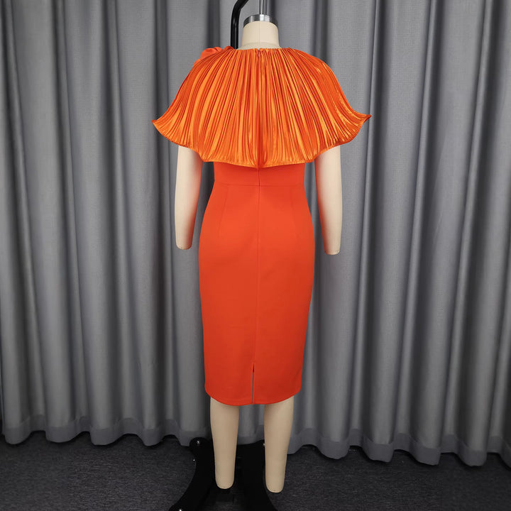 Orangefarbenes Cocktailkleid für besondere Anlässe, mit schmeichelhafter Passform & modischem Volant-Design.