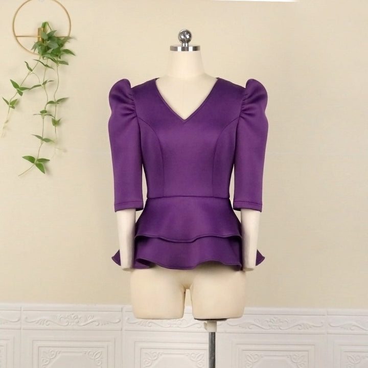 Festliches Partykleid für Frauen, tailliert, mit femininen Puffärmeln & abnehmbarem Gürtel.