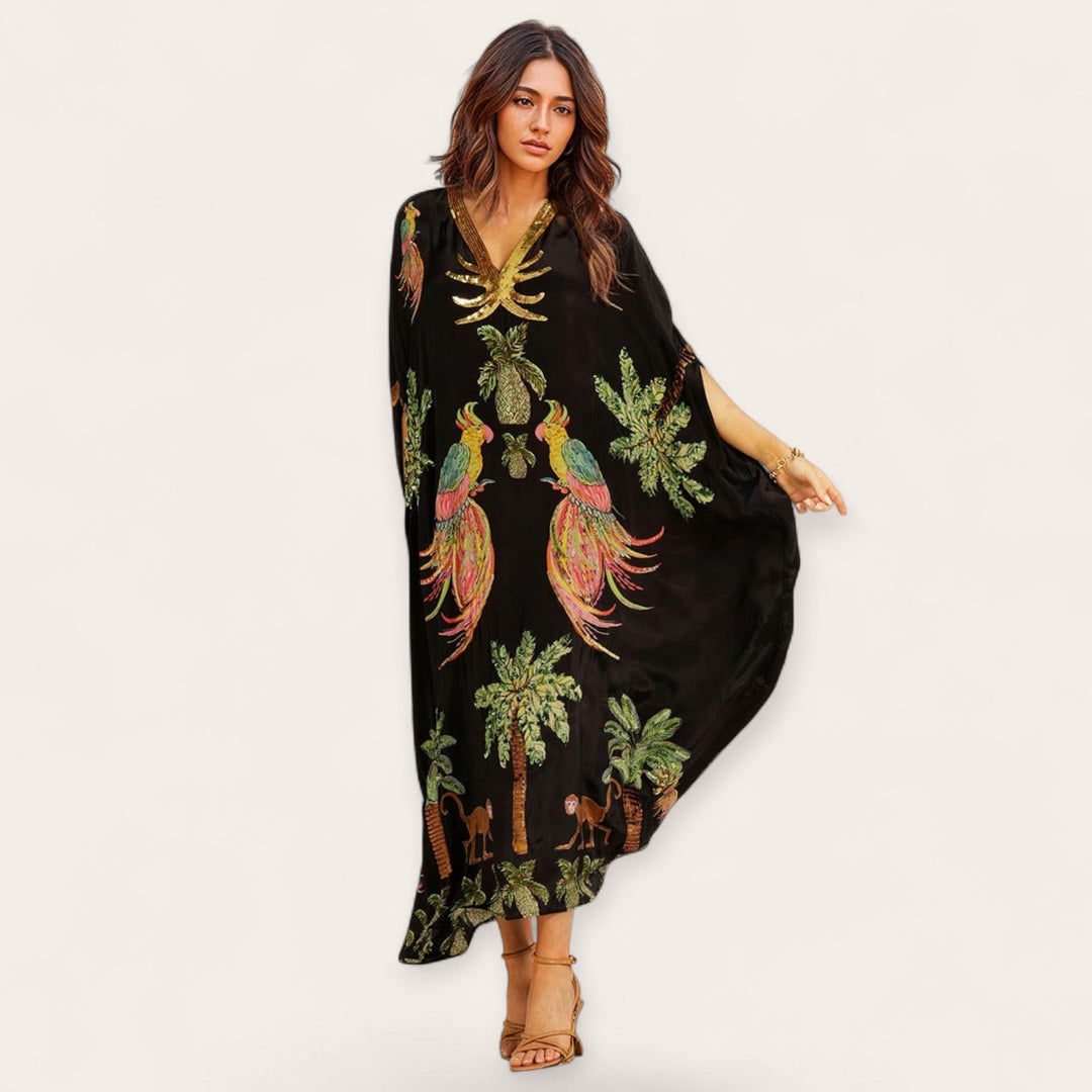 Elegantes Sommerkleid: Lockerer Damen Knöchel-Kaftan Addison. Ideal als Strandkleid oder Urlaubskleidung.