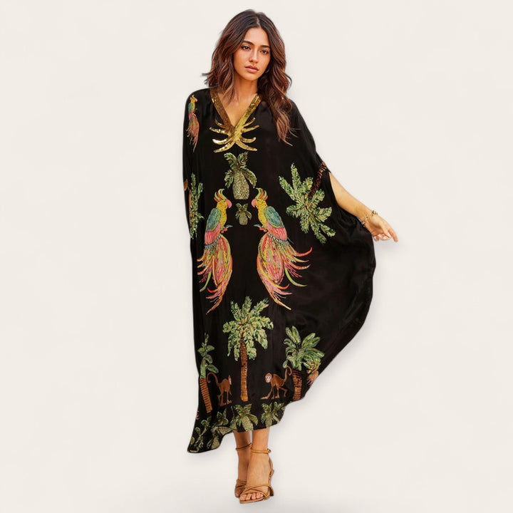 Elegantes Sommerkleid: Lockerer Damen Knöchel-Kaftan Addison. Ideal als Strandkleid oder Urlaubskleidung.