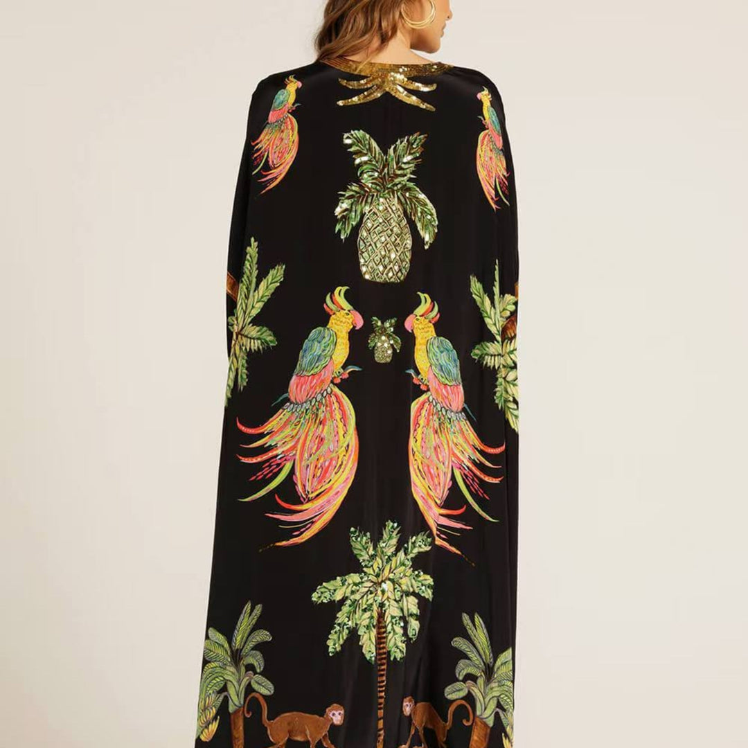 Lockere Passform Knöchel-Kaftan: Addison Damenkleid. Fließendes Sommerkleid, perfekt als Urlaubskleidung oder Strandkleid.