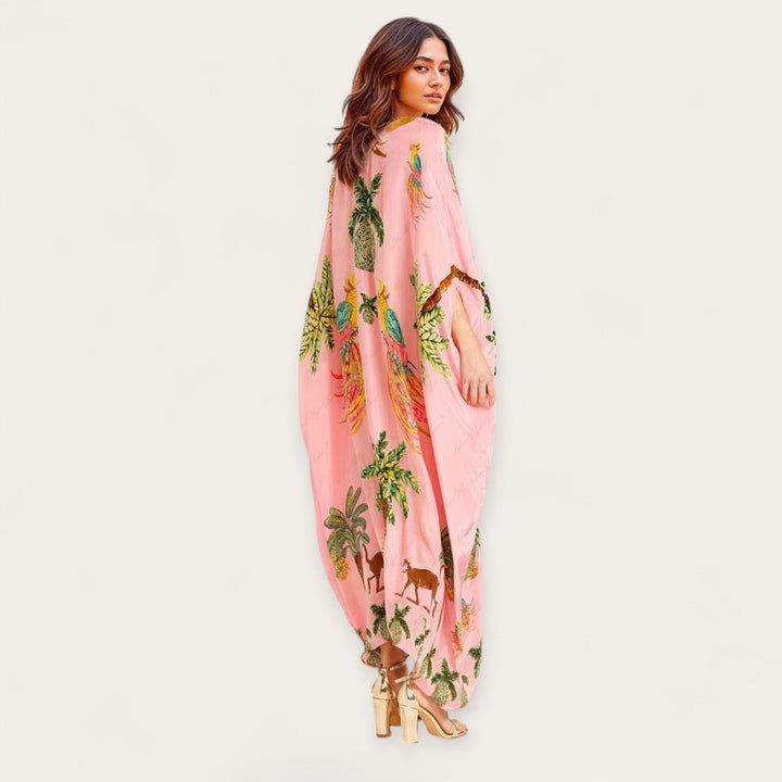 Damen Maxikleid Addison: Fließender Knöchel-Kaftan mit weiten Ärmeln. Elegantes Sommer- und Freizeitkleid.