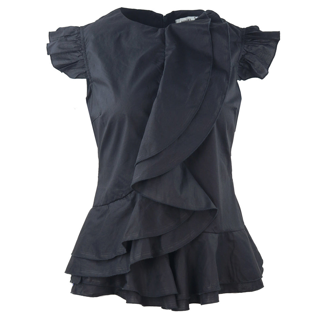 Trendiges Damen Karokleid mit fließendem Schnitt und auffälligem Rüschensaum für sommerliche Outfits.