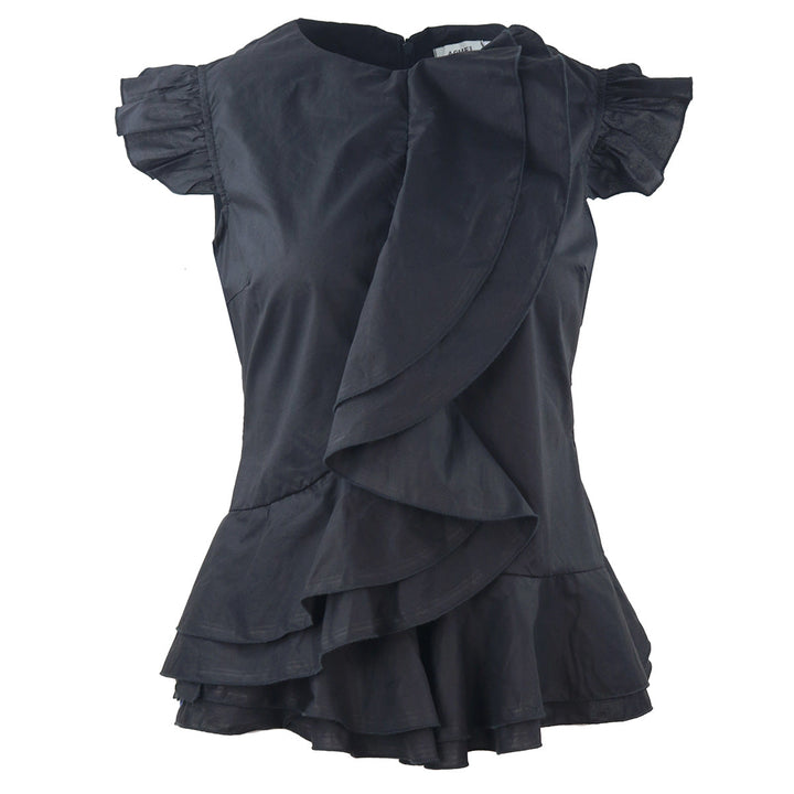 Trendiges Damen Karokleid mit fließendem Schnitt und auffälligem Rüschensaum für sommerliche Outfits.