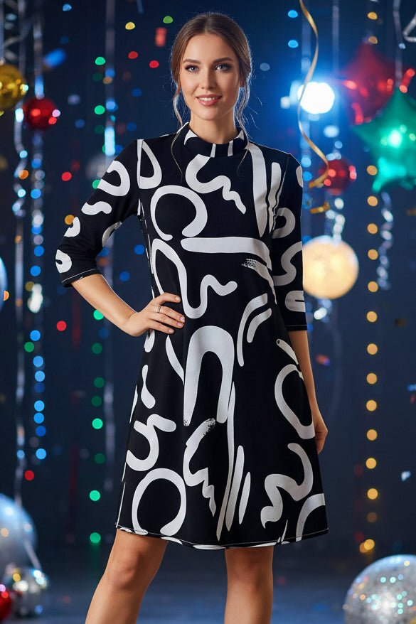 Damen Freizeitkleid "Ellie" mit floralem Muster, lockerer Schnitt, Dreiviertelärmel. Komfortables Alltagskleid.