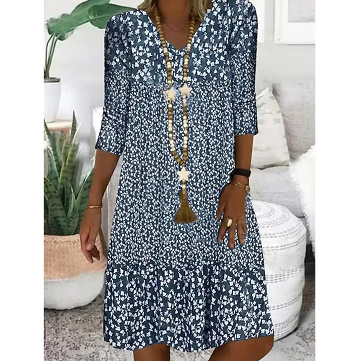 Modisches Frühlingskleid für Damen mit Blumenprint, knielang, vielseitig für jede Gelegenheit.