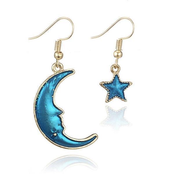 Damen Galaxie Ohrringe, kosmischer Stern & Mond Schmuck aus Metalllegierung. Elegant & stilvoll.
