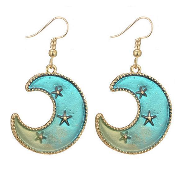 Elegante Damen Sternenohrringe & Mondohrringe, Galaxie Design, perfekter kosmischer Stil.