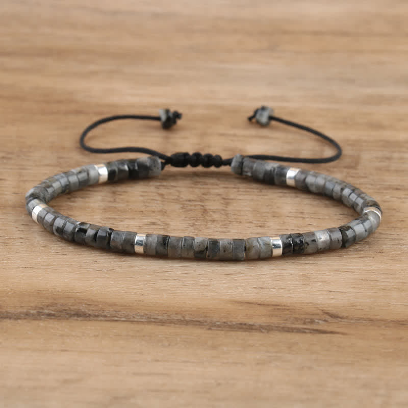 Stilvolles Damen Perlenarmband mit 2,4 mm indischem Achat Naturstein-Perlen, bunt, geflochten.