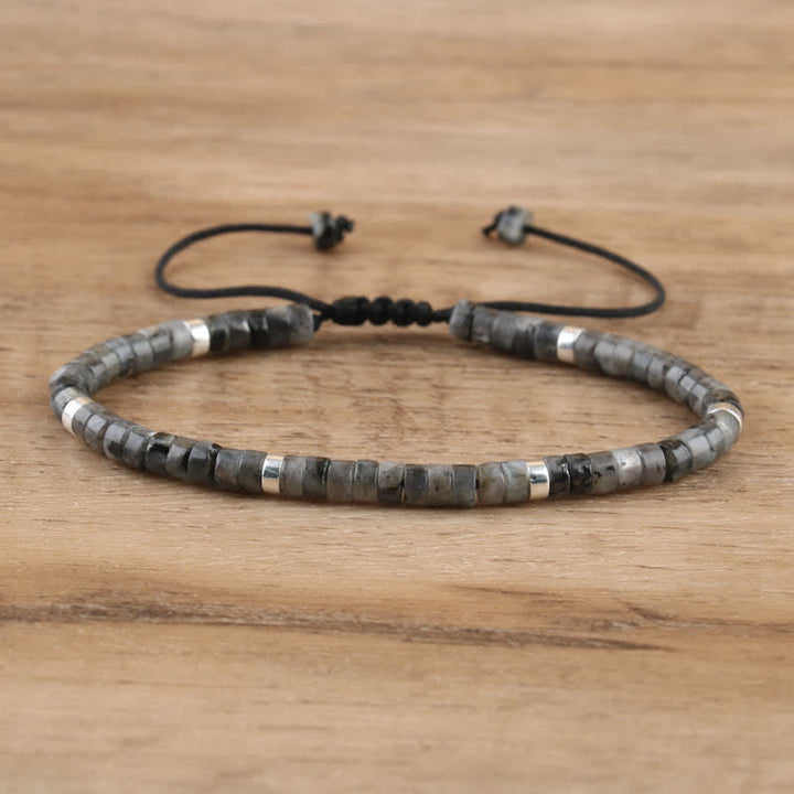 Stilvolles Damen Perlenarmband mit 2,4 mm indischem Achat Naturstein-Perlen, bunt, geflochten.