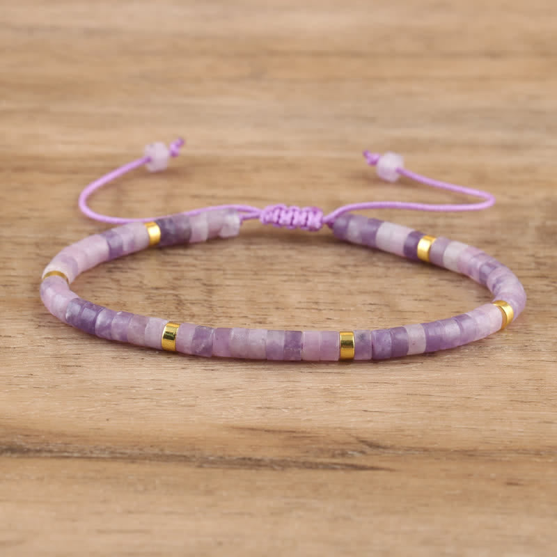 Damen Perlenarmband geflochten mit 2,4 mm Dalmatiner-Jaspis Naturstein-Perlen, schwarz-weiß.