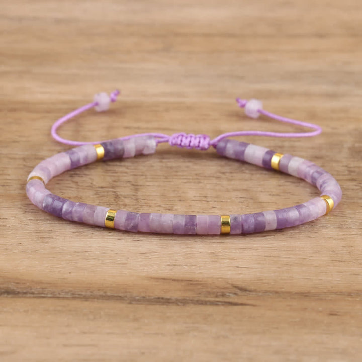 Damen Perlenarmband geflochten mit 2,4 mm Dalmatiner-Jaspis Naturstein-Perlen, schwarz-weiß.