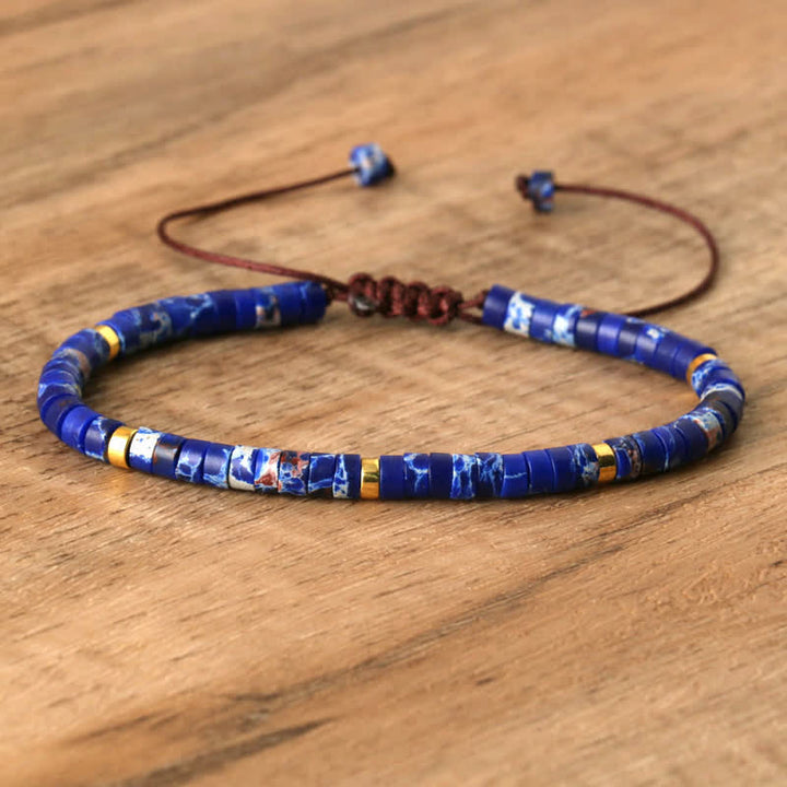 Damen geflochtenes Armband mit 2,4 mm grünem Türkis Naturstein-Perlen, verstellbar, Geschenkidee.