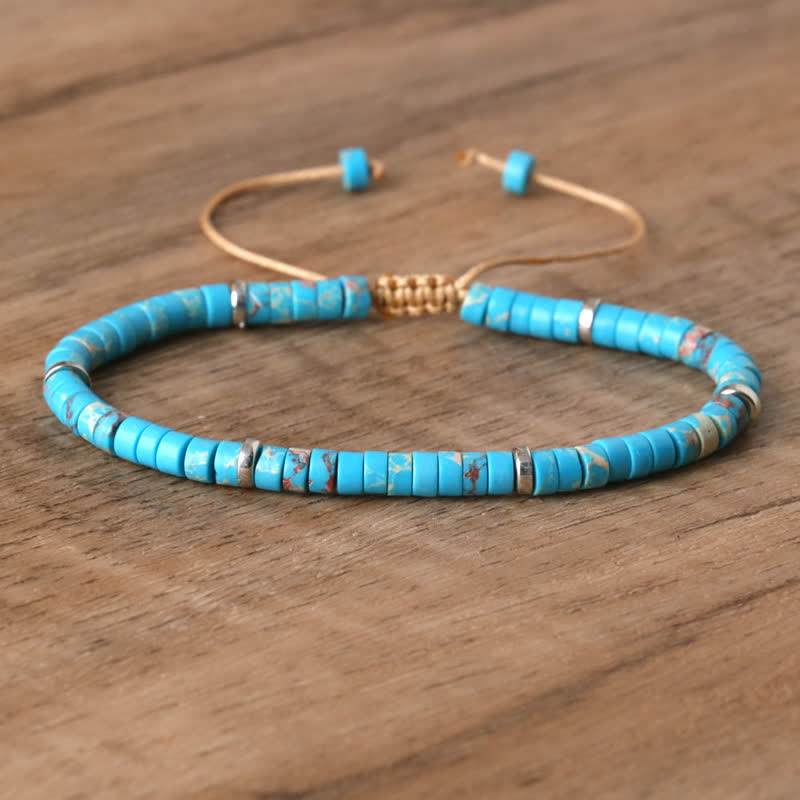 Damen Perlenarmband geflochten, 2,4 mm helle Achat Naturstein-Perlen, für jeden Anlass.