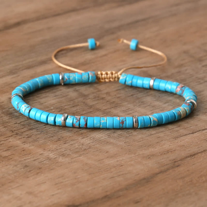 Damen Perlenarmband geflochten, 2,4 mm helle Achat Naturstein-Perlen, für jeden Anlass.