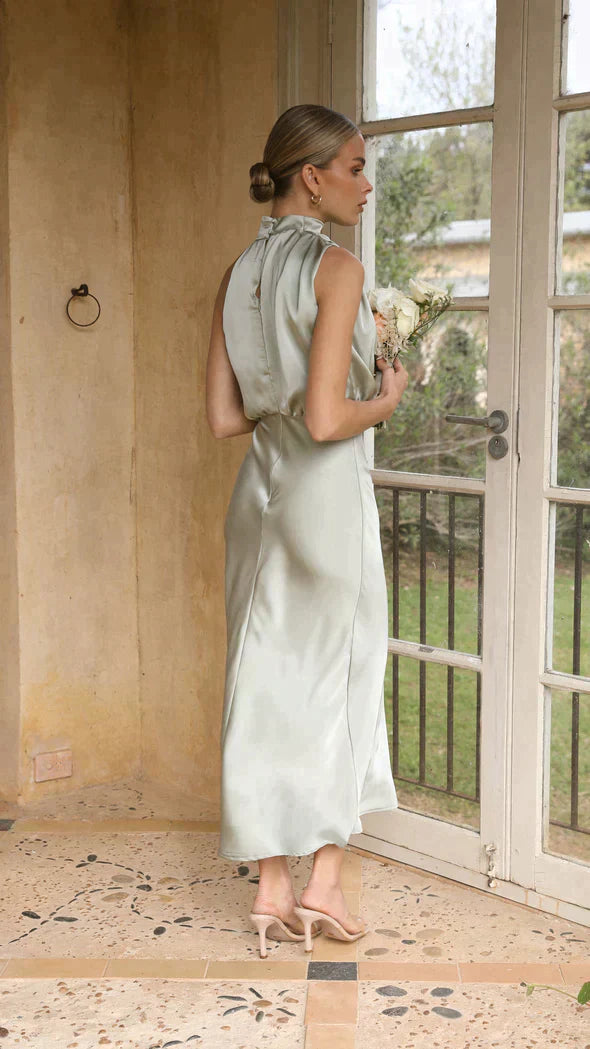Glamouröses Abendkleid für Damen, langes, festliches Cocktailkleid, glänzend, ärmellos.