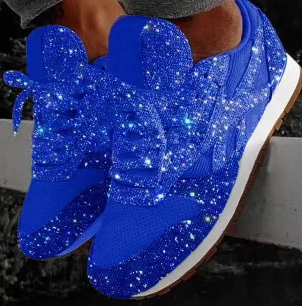 Bequeme Damen Sneaker mit schimmernden Pailletten, ideal für lässige Freizeitlooks und hohen Komfort.