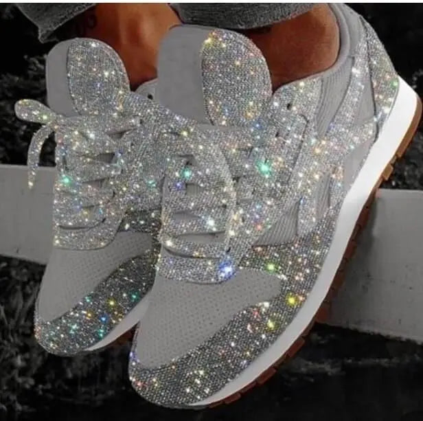 Funkelnde Damen Glitzersneaker mit Pailletten, stylische Komfortschuhe für einen bequemen & trendigen Look.