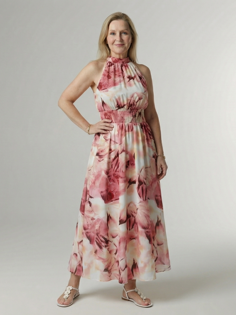 Feminines Halter Sommerkleid für Damen, bequem und stilvoll in Midi-Länge, für jeden Anlass.