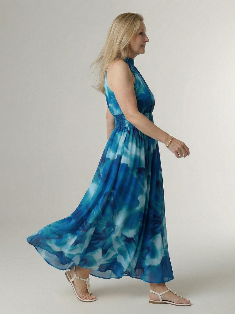 Stylisches Damen Halterkleid, ärmellos und komfortabel, das perfekte Freizeitkleid für den Sommer.