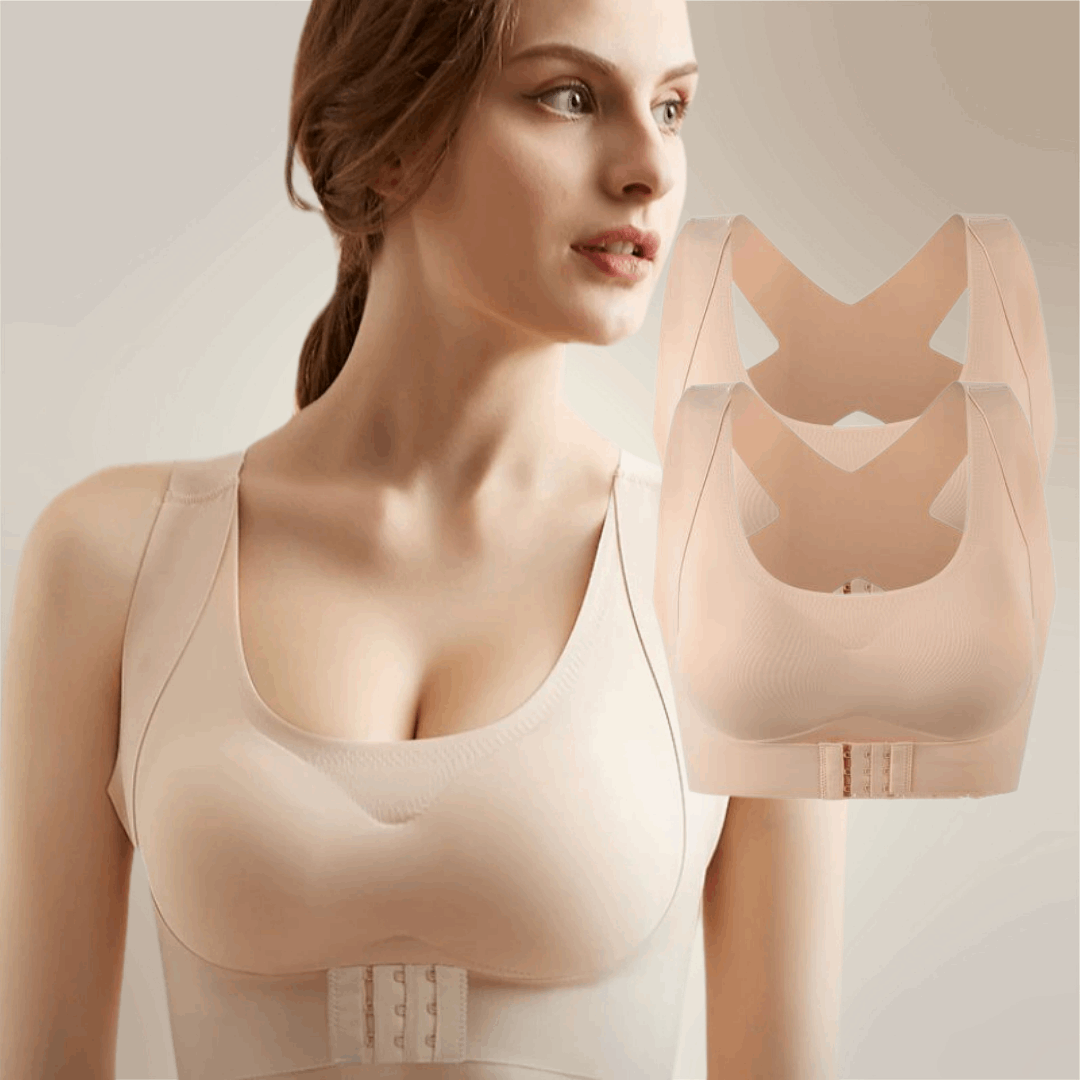 Eleganter Damen Haltungskorrektur BH mit Frontverschluss, Push-up, Rückenstütze und hohem Tragekomfort.