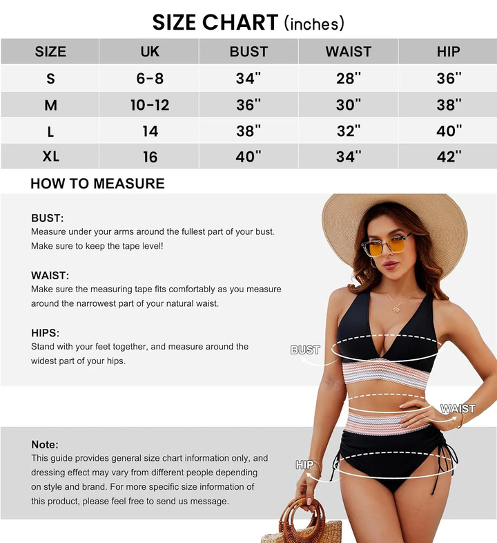 Damen Bikini Set mit hoher Taille, Push-up und Bauchkontrolle für den Strandurlaub.