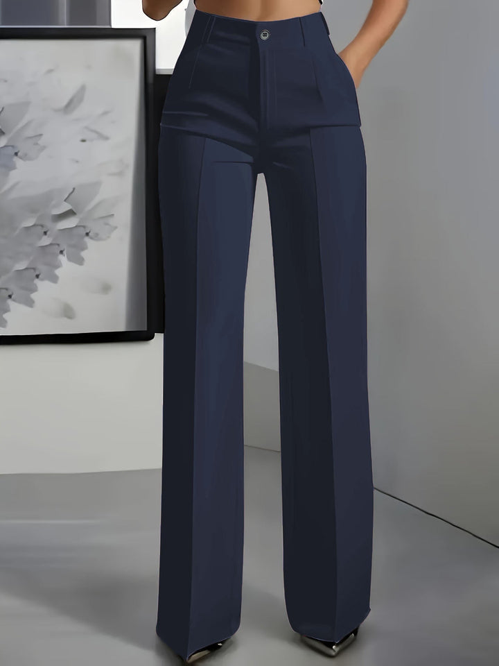 Damen Hochbundhose mit geradem Bein, elegant für Büro & Freizeit.