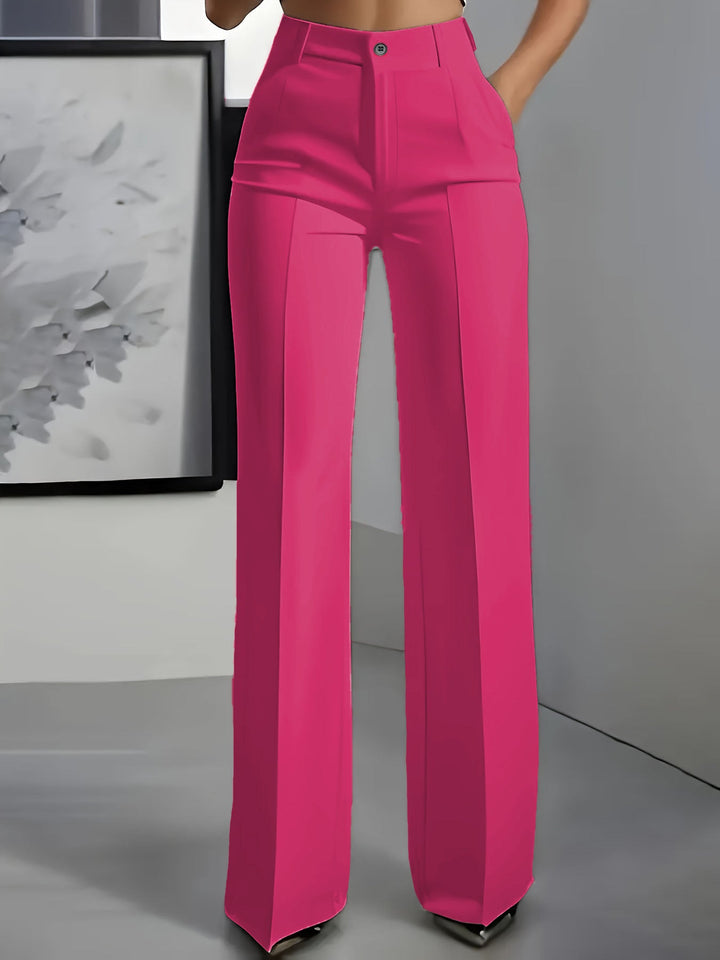 Elegante Damen-Hochbundhose mit geradem Bein, bietet Komfort und einen schmeichelhaften Schnitt.