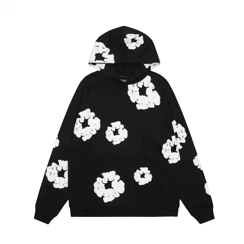 Damen Hoodie Amara mit Blumenmuster, lässiger Kapuzenpullover für bequemen Casual Look im Frühling.