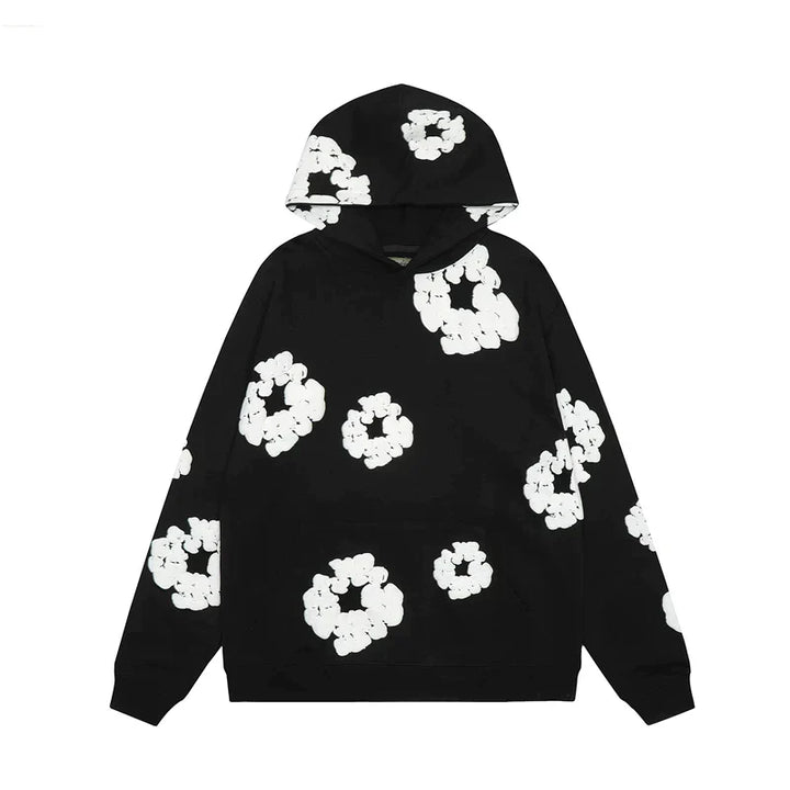 Damen Hoodie Amara mit Blumenmuster, lässiger Kapuzenpullover für bequemen Casual Look im Frühling.