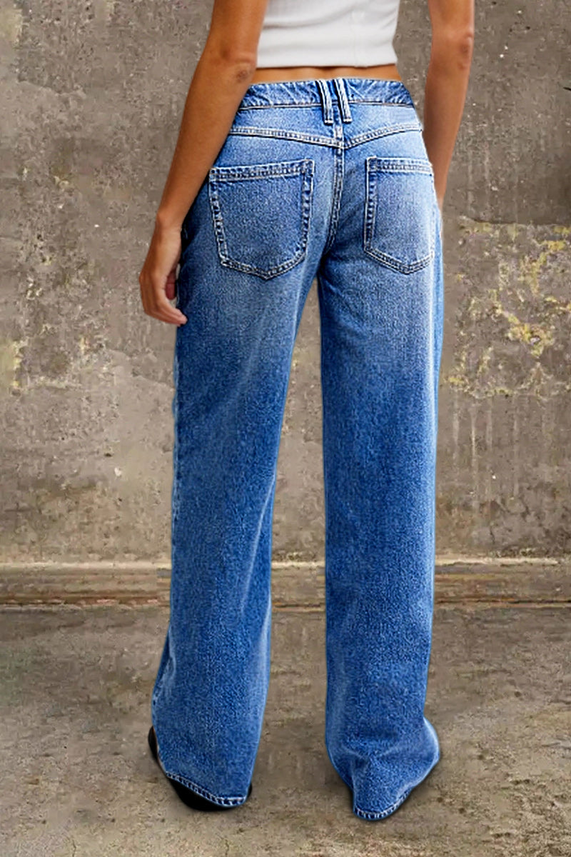 Gerade Passform der dunkelblauen Damen Jeans, stilvoll und zeitlos für jeden Anlass.