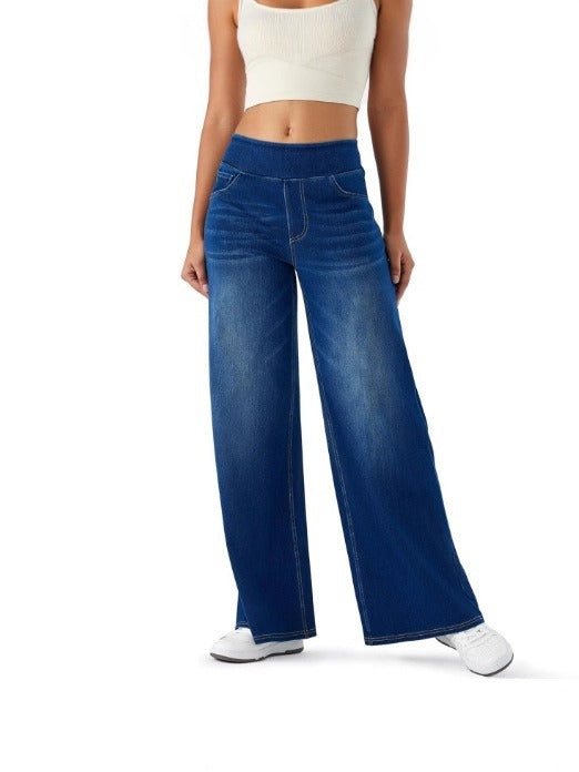 Stilvolle Damen Jeans mit einzigartigem Kreuzdruck. Vielseitige Freizeithose für Frühling, Sommer & Herbst.