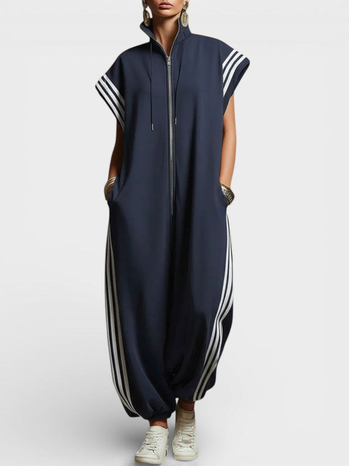 Damen Jumpsuit mit Reißverschluss, elegant & vielseitig für Tag & Nacht. Perfekt als Freizeit- oder Abendmode.