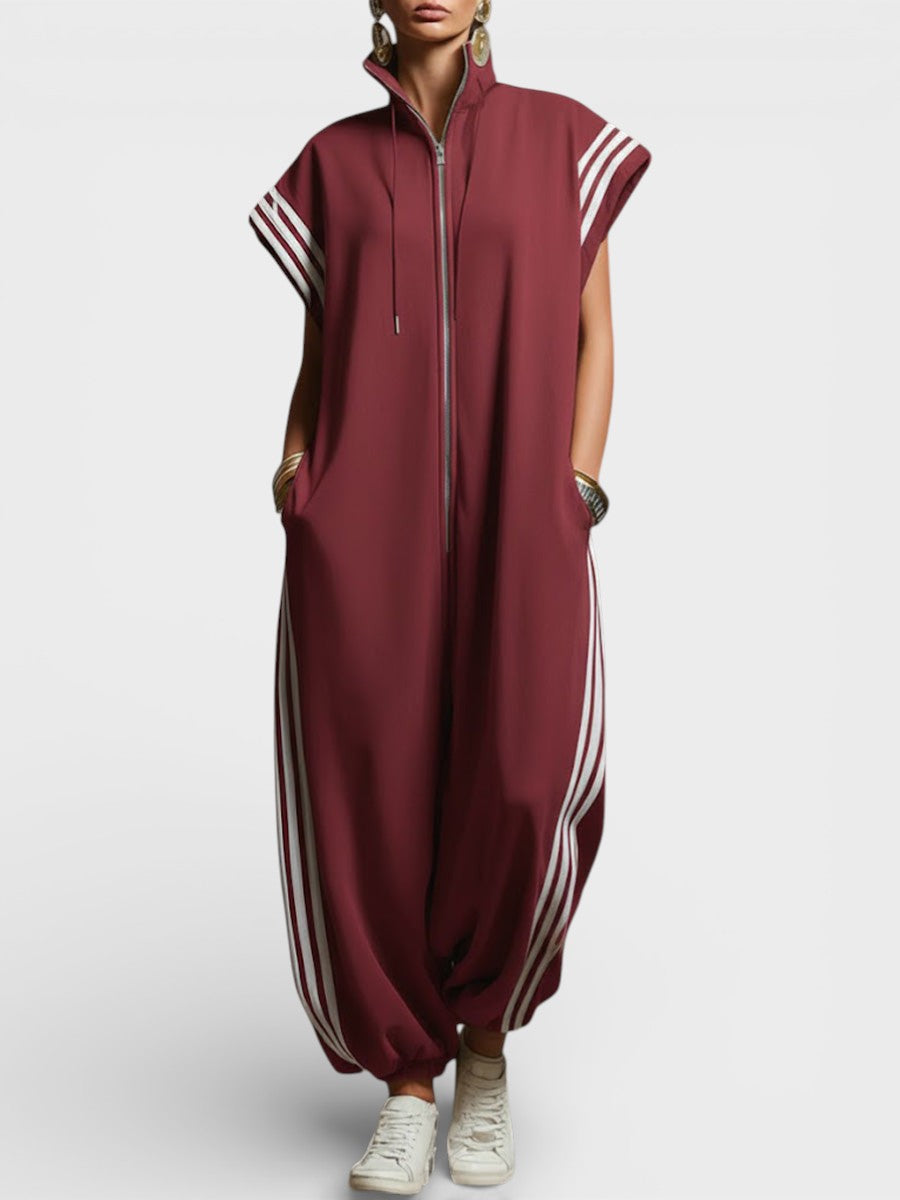Komfortabler Damen Overall mit Reißverschluss, ideal für Frühling und Sommer. Moderner, lässiger Freizeit-Einteiler.