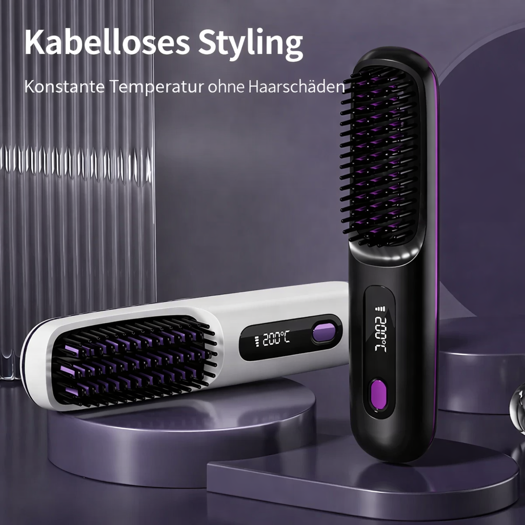 Tragbares kabelloses Keramik-Haarglätteisen für Damen, ideal für Reise & schnelles Styling unterwegs, USB-aufladbar.