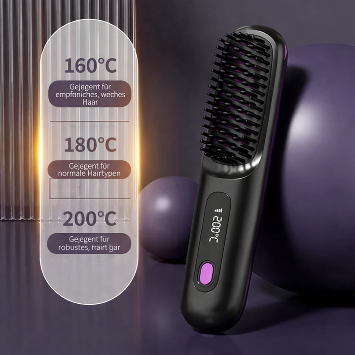 Kabelloses Damen-Haarglätteisen mit Keramikplatten, Ionen-Technologie & intuitivem LCD-Display für präzises Styling.