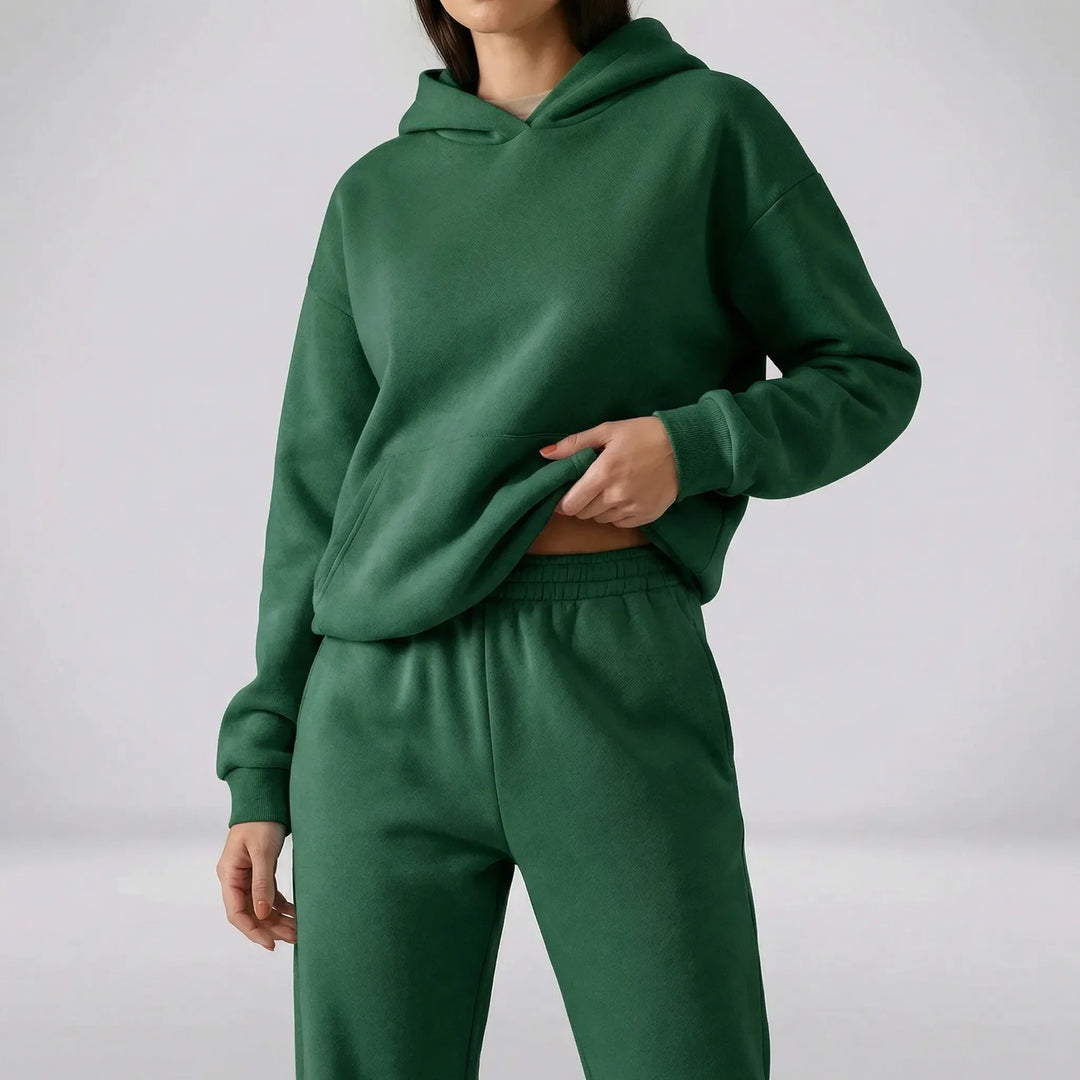 Damen Kapuzen Loungewear Set in modischem Design, ideal für Komfort & Stil.
