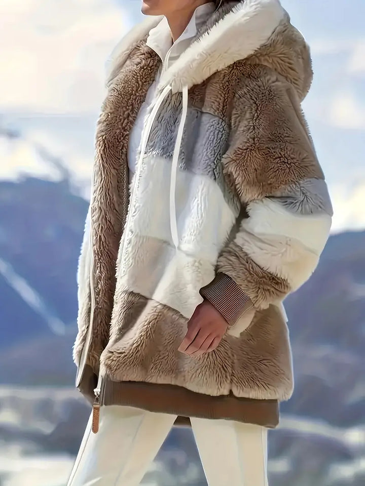 Warme Damenjacke mit Kapuze, Midlänge, perfekt für kalte Wintertage & bequeme Freizeit.