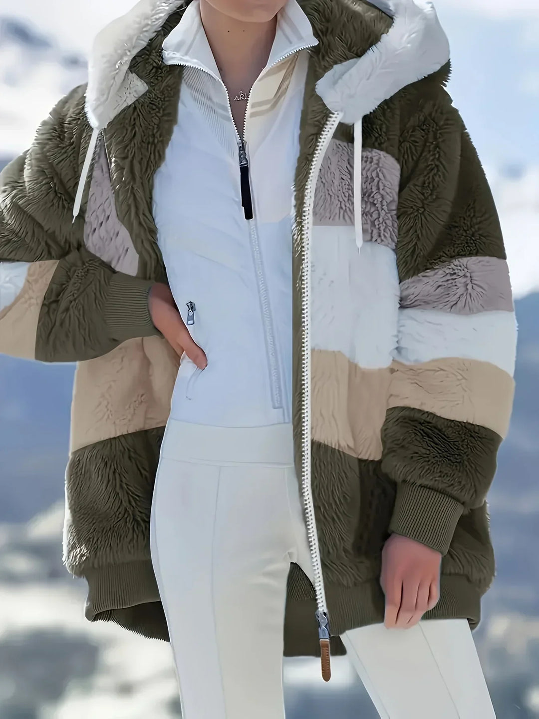 Bequeme Damen Kapuzenjacke Midlänge, ideal für Layering und warme Winteroutfits. Stilvolle Freizeitjacke.