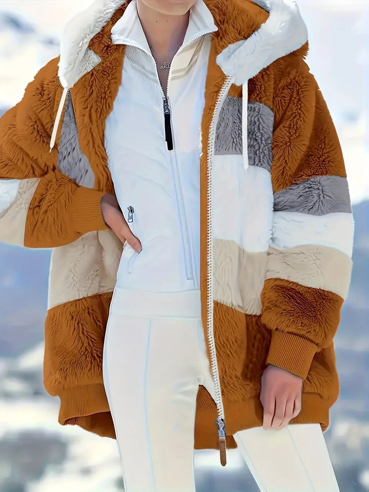 Elegante & bequeme Damen Kapuzenjacke Midlänge, kuschelig warm für den Winter.