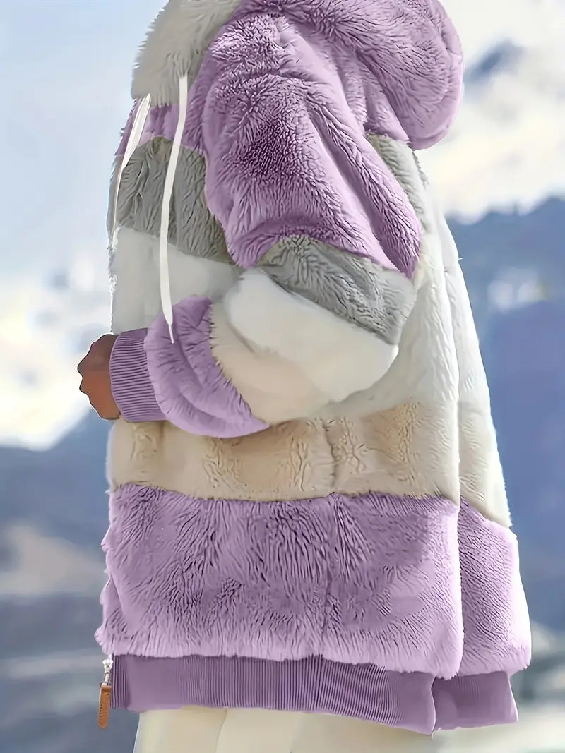 Warme & bequeme Damen Kapuzenjacke Midlänge, perfekt als stylische Freizeit-Winterjacke.