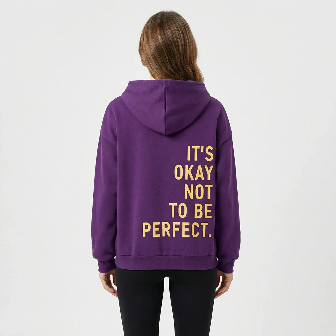 Warmer Damen Kapuzenpullover für Winter und Herbst, Regular Fit, mit angesagtem Statement-Print.
