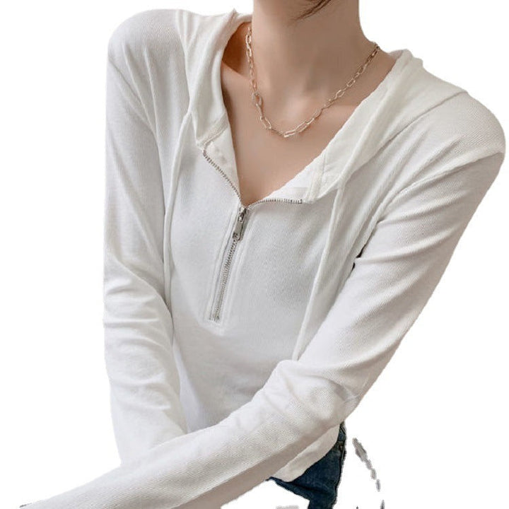 Damen Kapuzenpullover mit Reißverschluss, modernes Sweatshirt für einen sportlichen Casual-Look.