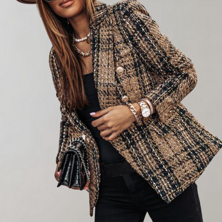 Damen Karoblazer Isabelle, elegantes Karo-Sakko für Business und Freizeit, stilvolle Damenjacke.