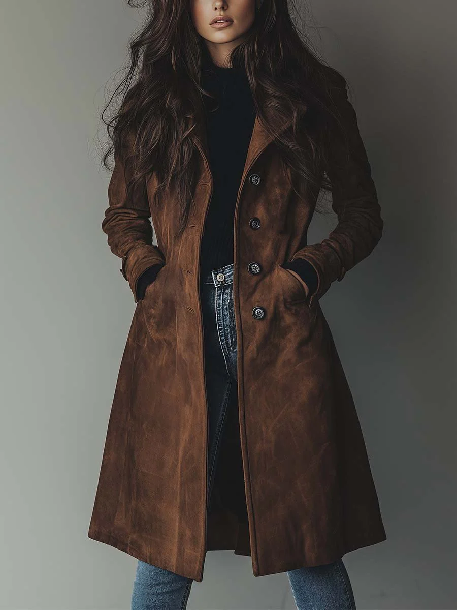 Damen Klassischer Trenchcoat in Beige, eleganter Übergangsjacke mit Gürtel für Frühling & Herbst.