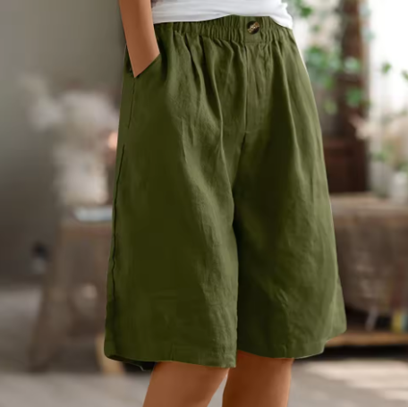 Damen Komfort Shorts in elegantem Schwarz, locker geschnitten für Entspannung & Stil.