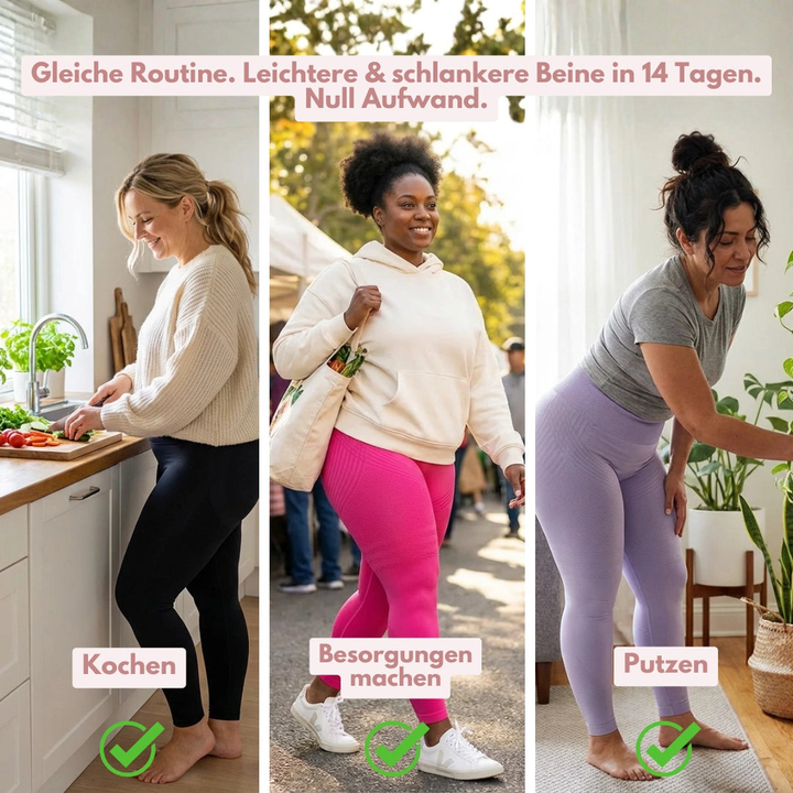 Weiche Damen Kompressionsleggings, hohe Taille, fördert Wohlbefinden bei Lipödem.